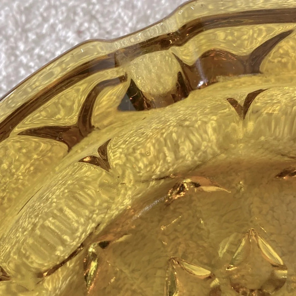 Vintage Anchor Hocking Fairfield Round Amber Glass Ashtray Trinket  Dish - Picture 8 of 13